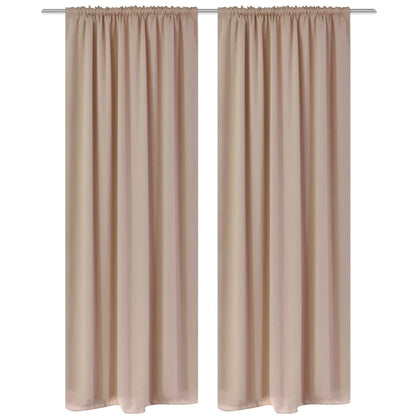 2 pcs Cream Slot-Headed Blackout Curtains