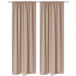 2 pcs Cream Slot-Headed Blackout Curtains