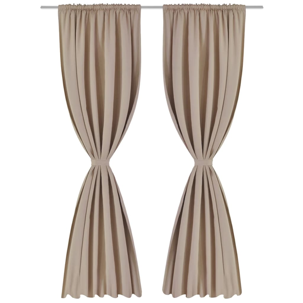 2 pcs Cream Slot-Headed Blackout Curtains