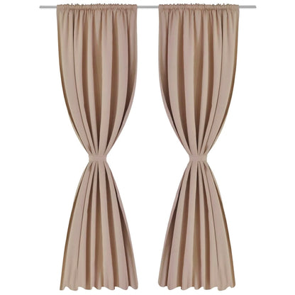 2 pcs Cream Slot-Headed Blackout Curtains