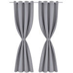 2 pcs Grey Blackout Curtains with Metal Rings