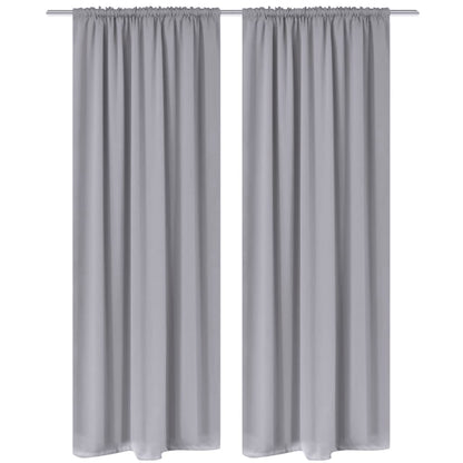 2 pcs Grey Slot-Headed Blackout Curtains