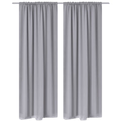2 pcs Grey Slot-Headed Blackout Curtains