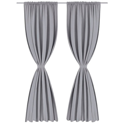 2 pcs Grey Slot-Headed Blackout Curtains