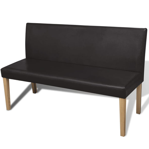  Bench 139.5cm Dark Brown Faux Leather Upholstered Seat Living Room