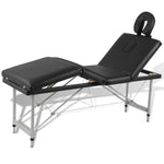 Black Foldable Massage Table 4 Zones with Aluminium Frame