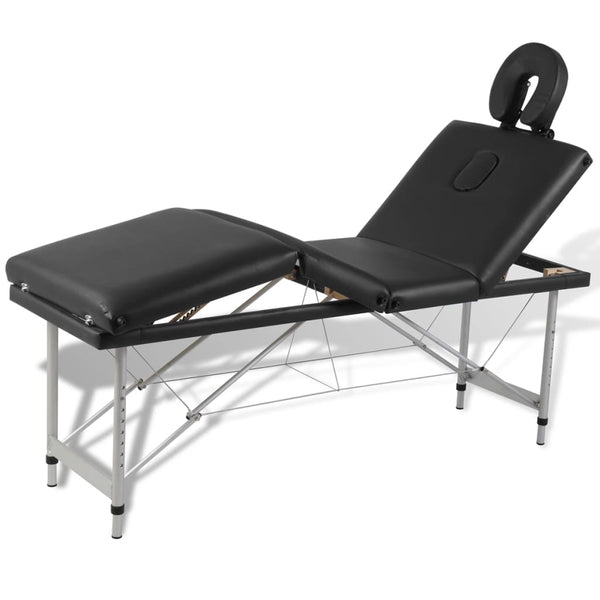  Black Foldable Massage Table 4 Zones with Aluminium Frame