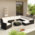 12 Piece Garden Lounge Set with Cushions Poly Rattan Black