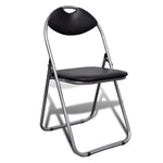 Folding Dining Chairs 6 pcs Black Fau Leather and Steel