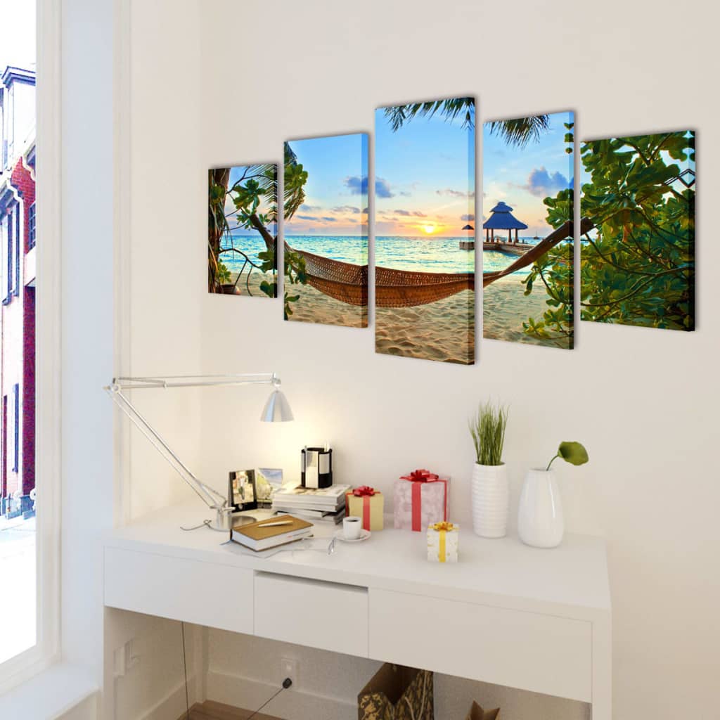 Canvas Wall Print Set Sand Beach with Haock  M