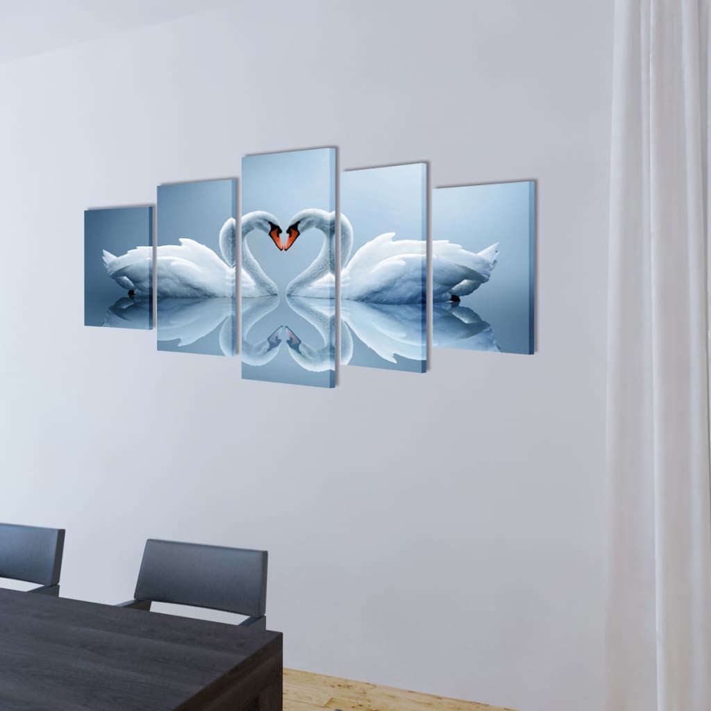 Canvas Wall Print Set Swan M