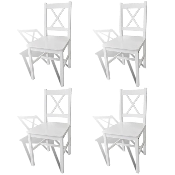  Dining Chairs 4 pcs White Pinewood