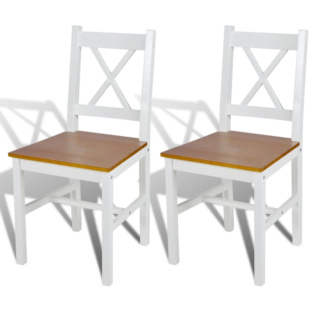 Dining Chairs 2 pcs White Pinewood - 41.5×45.5×85.5cm