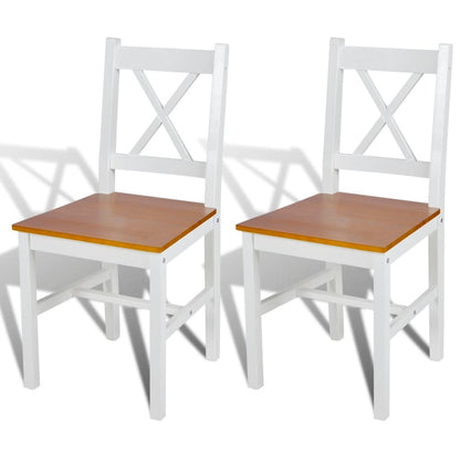 Dining Chairs 2 pcs White Pinewood - 41.5×45.5×85.5cm