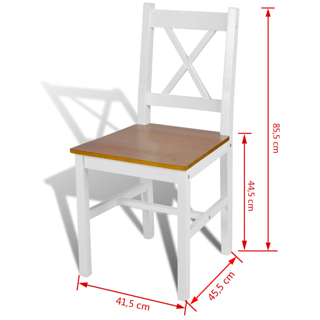 Dining Chairs 2 pcs White Pinewood - 41.5×45.5×85.5cm