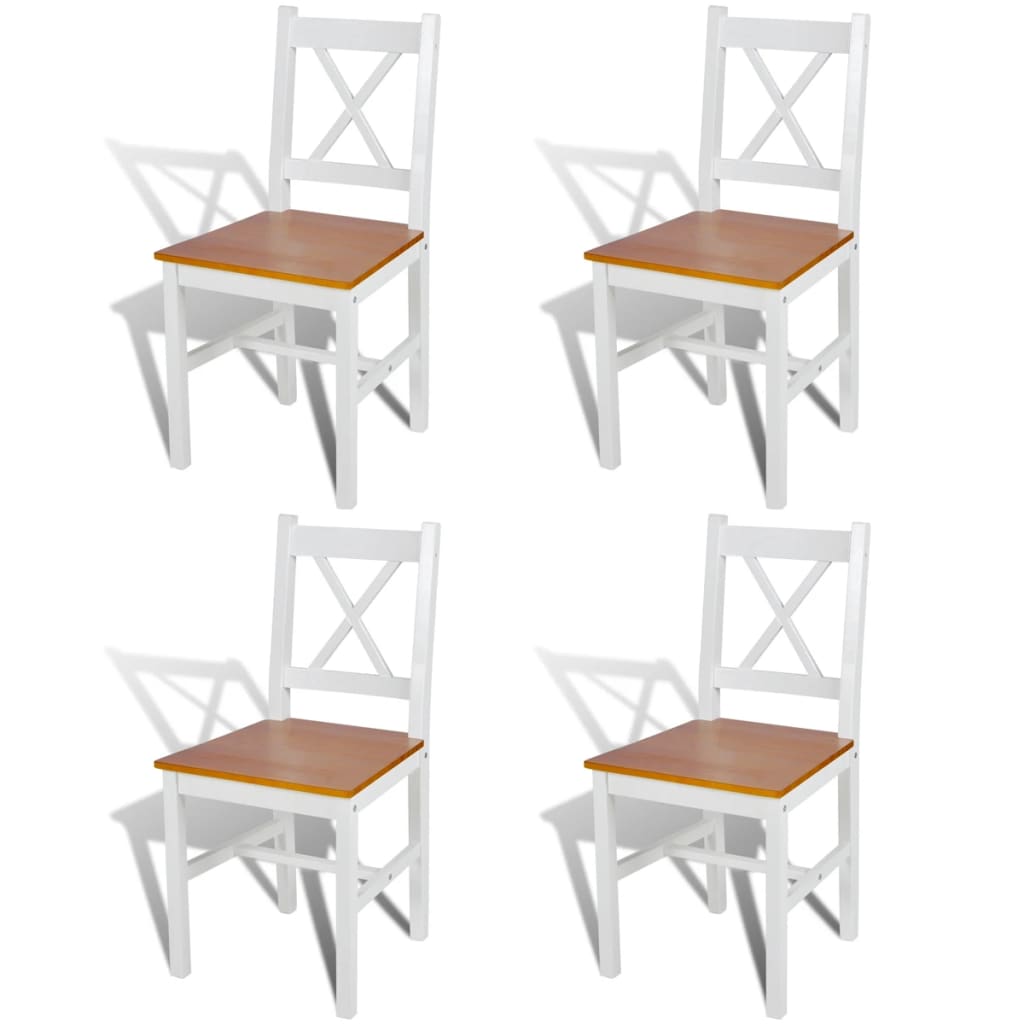 Dining Chairs 4 pcs White Pinewood - 41.5×45.5×85.5cm