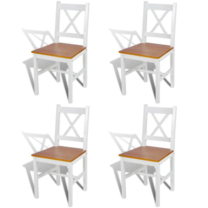 Dining Chairs 4 pcs White Pinewood - 41.5×45.5×85.5cm