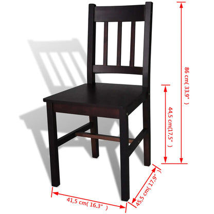 Dining Chairs 4 pcs Brown Pinewood