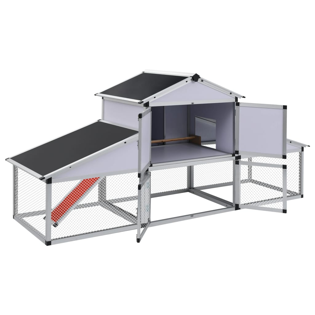 Chicken Coop with Runs and 1 Nest Box Aluminium