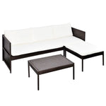 3 Piece Garden Lounge Set with Cushions Poly Rattan Brown