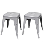 Stacking Stools 2 pcs Grey Metal