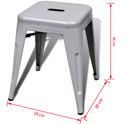 Stacking Stools 2 pcs Grey Metal