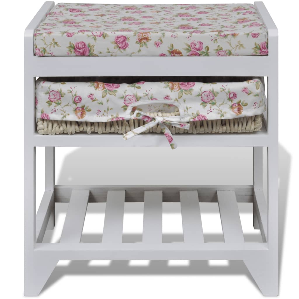 Storage Bench with Shoe Rack and Storage Basket Wood