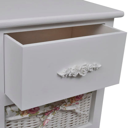 Cabinet with 1 Drawer and 3 Baskets White Wood