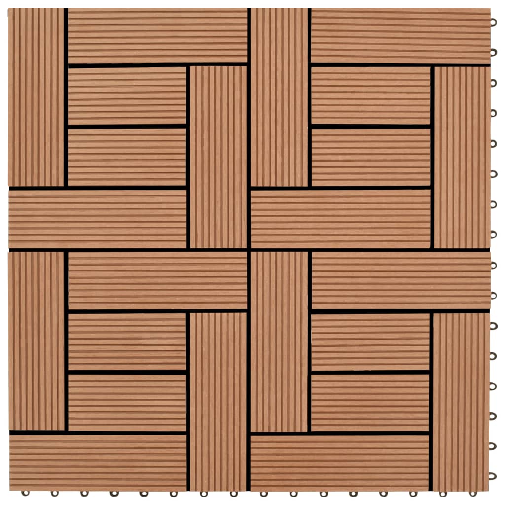 Decking Tiles WPC 1 sqm Brown 11 pcs