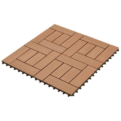 Decking Tiles WPC 1 sqm Brown 11 pcs