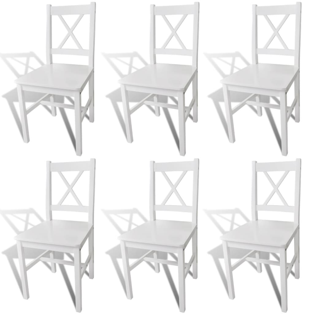 Dining Chairs 6 pcs White Pinewood - 41.5×45.5×85.5cm