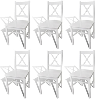 Dining Chairs 6 pcs White Pinewood - 41.5×45.5×85.5cm