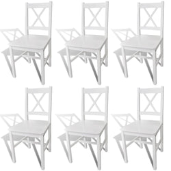 Dining Chairs 6 pcs White Pinewood