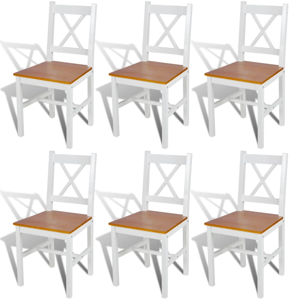 Dining Chairs 6 pcs White Pinewood - 41.5×41cm