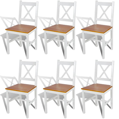 Dining Chairs 6 pcs White Pinewood - 41.5×41cm