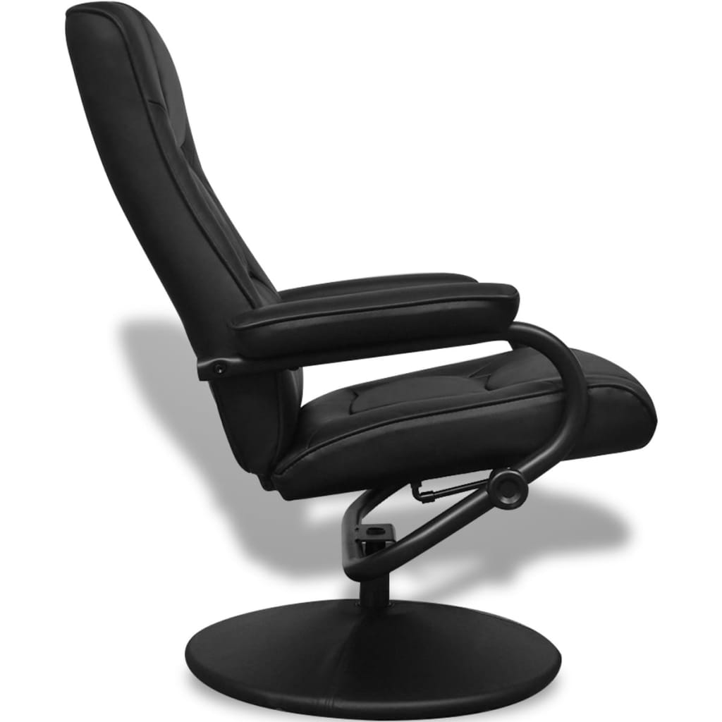 TV Archair with Footstool Black Fau Leather