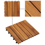 10 pcs Acacia Decking Tiles Vertical Pattern