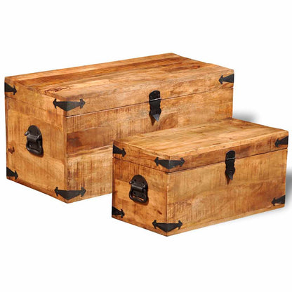 Storage Chest Set 2 Pieces Rough Mango Wood