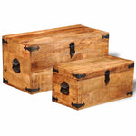 Storage Chest Set 2 Pieces Rough Mango Wood
