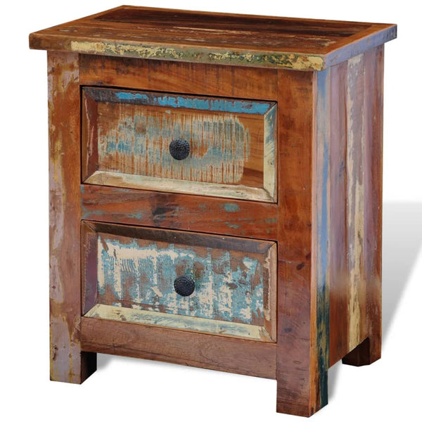  Nightstand with 2 Drawers Solid Reclaimed Wood