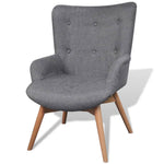 Armchair with Footstool Grey Fabric