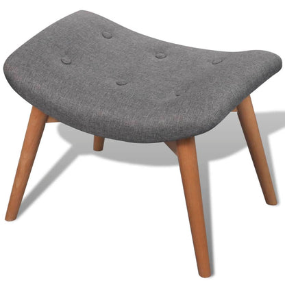 Armchair with Footstool Grey Fabric