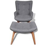 Armchair with Footstool Grey Fabric