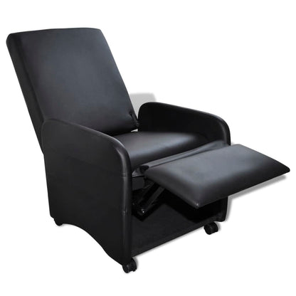 Folding Archair Black Fau Leather