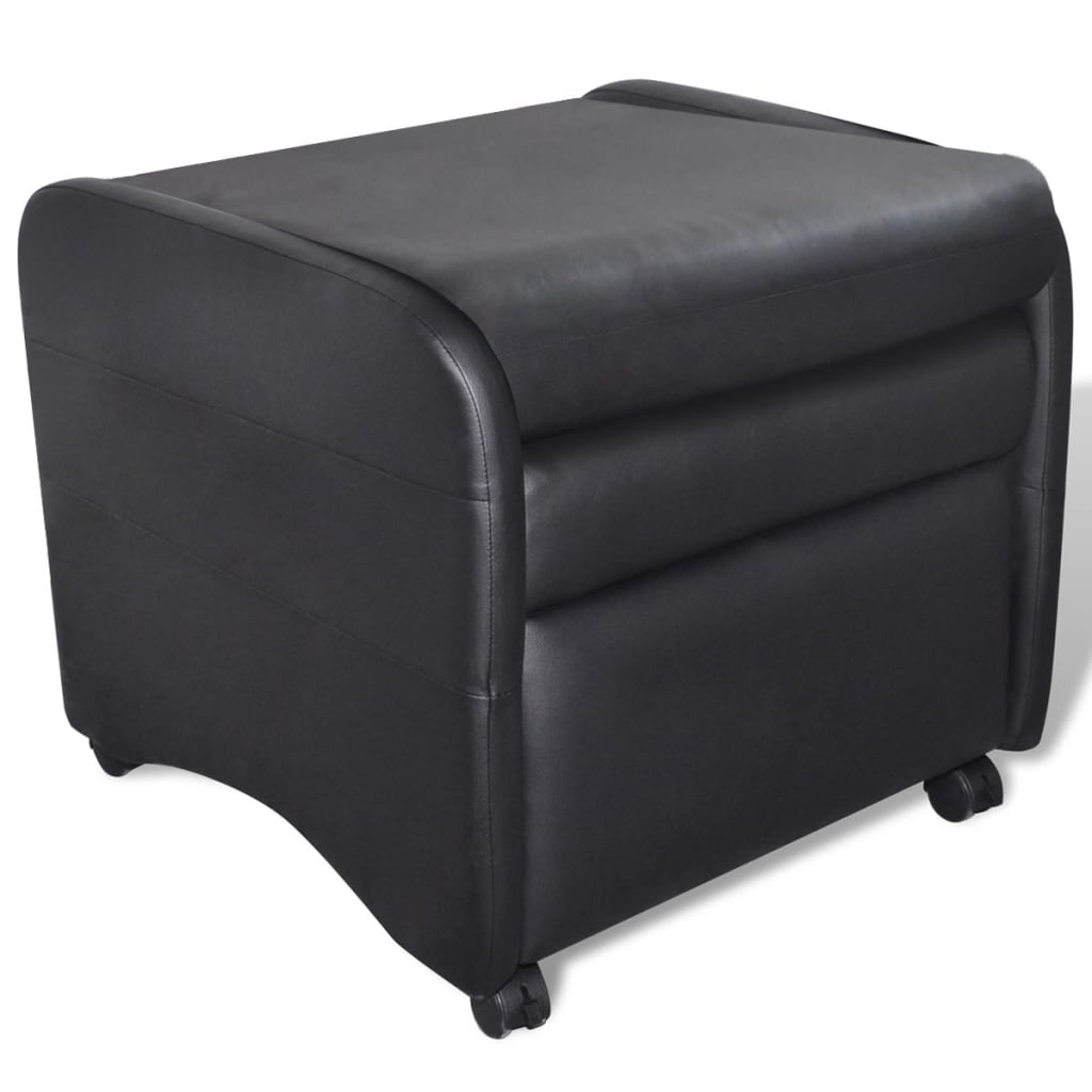 Folding Archair Black Fau Leather
