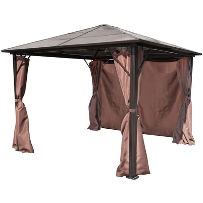 Gazebo with Curtain Brown Aluminium