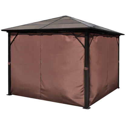 Gazebo with Curtain Brown Aluminium