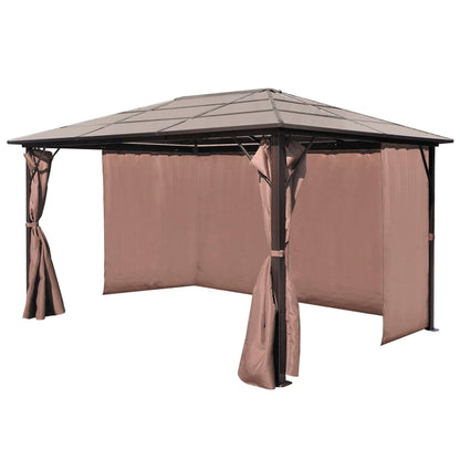 Gazebo with Curtain Brown