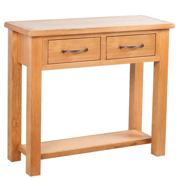  Console Table with 2 Drawers Solid Oak Wood