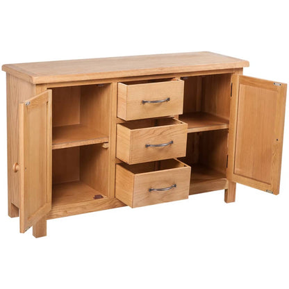 Sideboard with 3 Drawers Solid Oak Wood